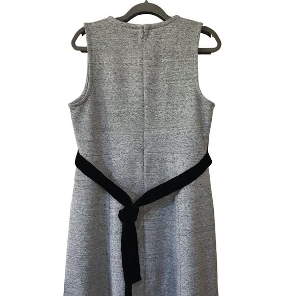 J. Crew Size 14 A Line Gray Dress Velvet Tie Belt EUC Back Zip Midi Length G8476 - Picture 7 of 14
